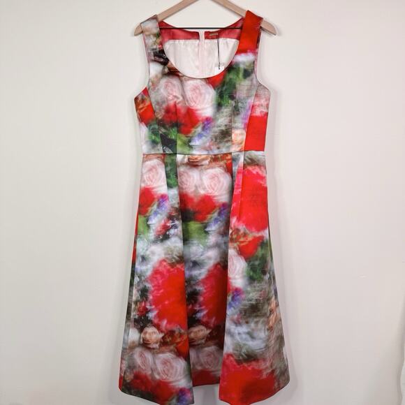 Adam Lippes Duchess Satin Fluted Dress Floral Print Structured Size 12 $2190 - Picture 2 of 16